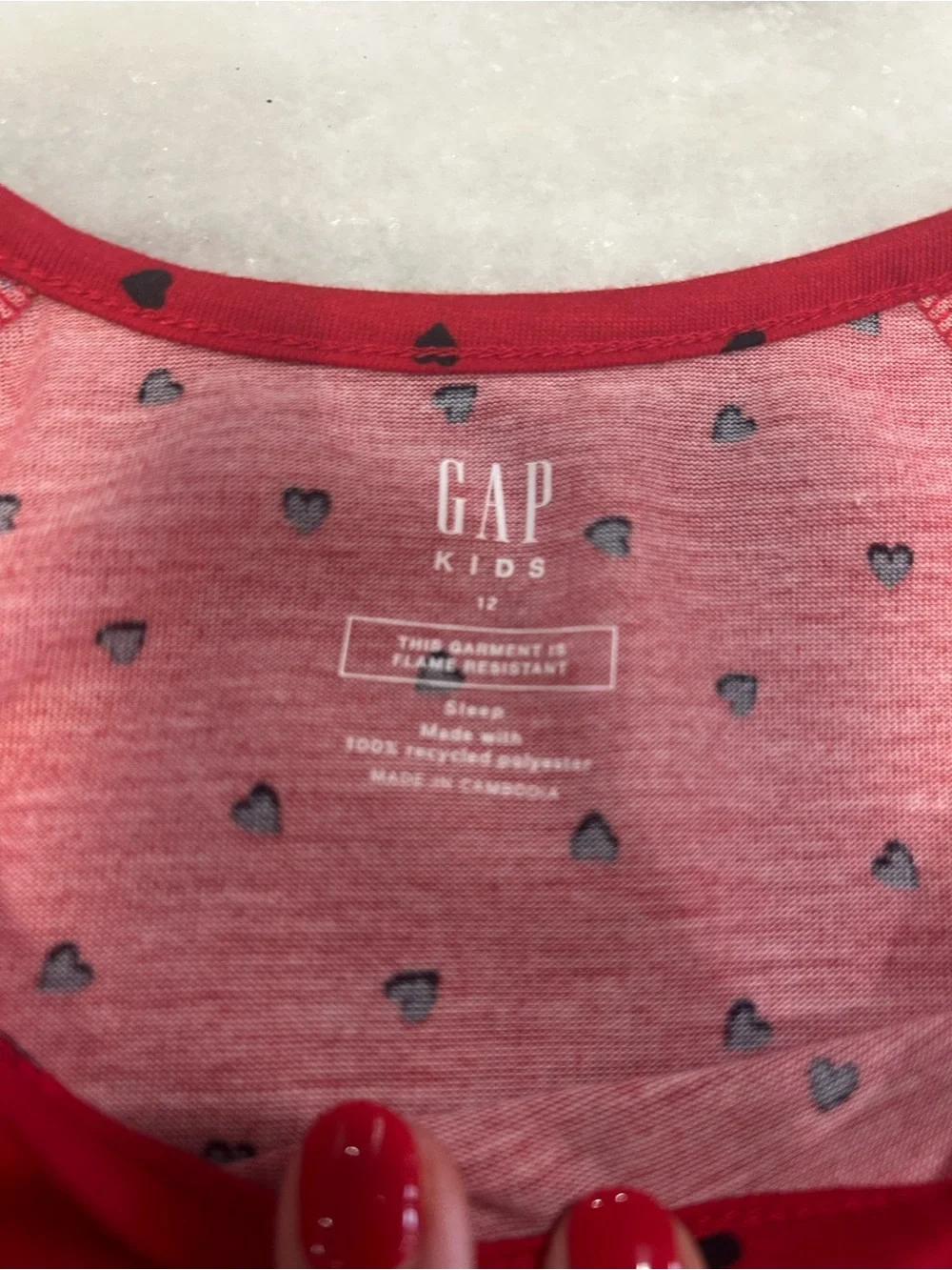 Gap Kids Nightgown Red with Hearts size 12